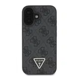 Zadní kryt Guess PU 4G Strass Triangle Metal Logo pro Apple iPhone 16, černá