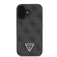 Zadní kryt Guess PU 4G Strass Triangle Metal Logo pro Apple iPhone 16, černá