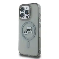 Zadní kryt Karl Lagerfeld IML K&CH Heads Metal Frame MagSafe pro Apple iPhone 16 Pro Max, černá