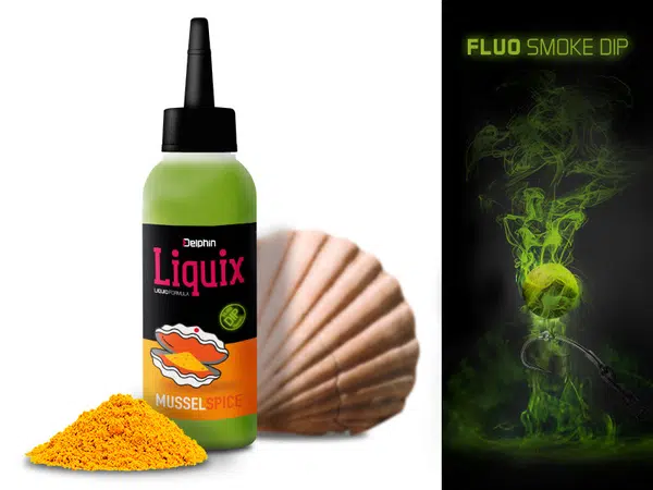 Delphin fluo dip d snax liquix 100 ml - mušle koření