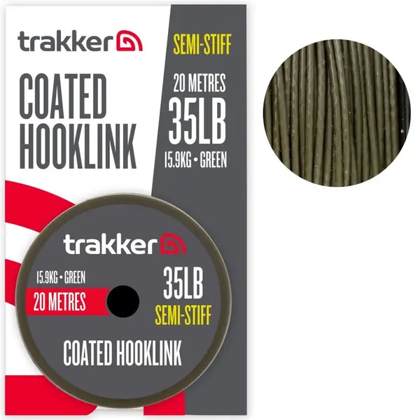 Trakker návazcová šňůra semi stiff coated hooklink 20 m - 35 lb 15,9 kg
