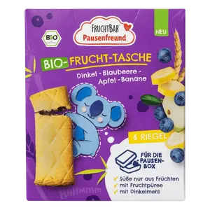 FRUCHTBAR BIO Špaldové taštičky jablko, borůvky a banán 6 x 22 g