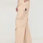 Bavlněné kalhoty Patrizia Pepe béžová barva, kapsáče, high waist, 8P0602 A391