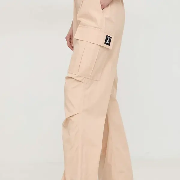 Bavlněné kalhoty Patrizia Pepe béžová barva, kapsáče, high waist, 8P0602 A391