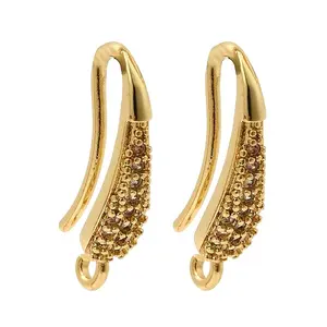 Brass Micro Pave Clear Cubic Zirconia Earring Hooks