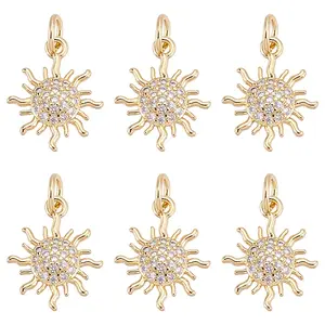 6Pcs Brass Micro Pave Cubic Zirconia Pendants