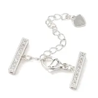 Brass Micro Pave Clear Cubic Zirconia Curb Chain Extender