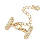 Brass Micro Pave Clear Cubic Zirconia Curb Chain Extender