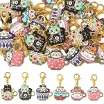 24Pcs 6 Styles Printed Alloy Enamel Pendant Decorations