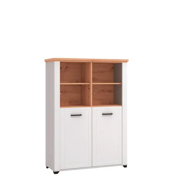 Landscape VITRÍNA, bílá, dub artisan, 104/143/41 cm