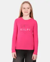 Dívčí bavlněné tričko s dlouhým rukávem kilpi verati-jg růžová 122-128