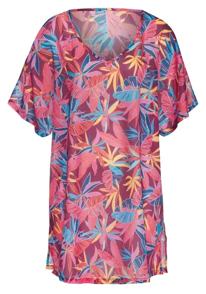 BUFFALO Plážové šaty  azúrová / žltá / cyklaménová / ružová