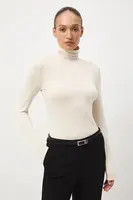 Tričko s dlouhým rukávem Medicine dámské, béžová barva, s golfem