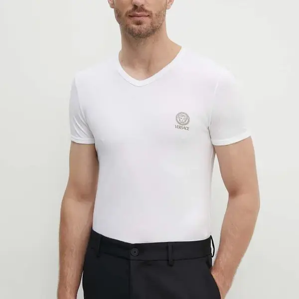 Tričko Versace bílá barva, s potiskem, AUU01004 1A10011