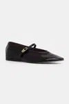 Kožené baleríny Tommy Hilfiger BALLERINA MARYJANE PATENT vínová barva, FW0FW08577