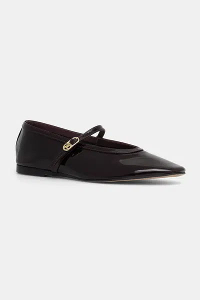 Kožené baleríny Tommy Hilfiger BALLERINA MARYJANE PATENT vínová barva, FW0FW08577