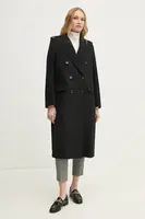 Vlněný kabát Sisley černá barva, přechodný, 2A8GLN04Q