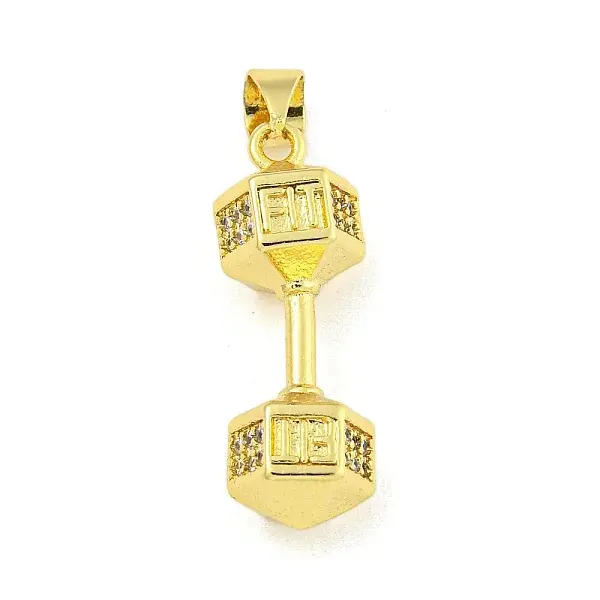 Barbell Rack Plating Brass Micro Pave Clear Cubic Zirconia Pendants