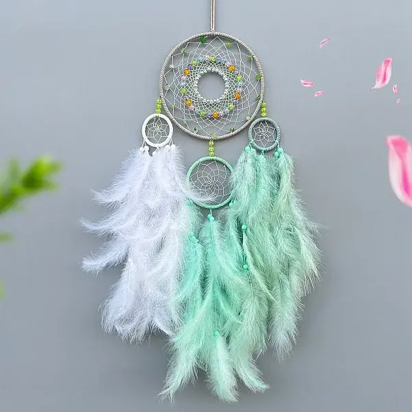 Woven Web/Net with Feather Decorations