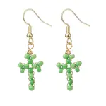 Glass Seed Braided Cross Dangle Earrings