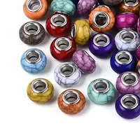 Opaque Acrylic Crackle European Beads