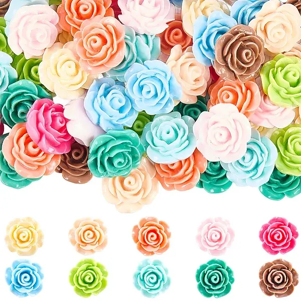 60Pcs 10 Colors Opaque Resin Cabochons