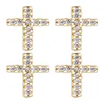 2 Pairs Brass Micro Pave Clear Cubic Zirconia Stud Earrings for Women
