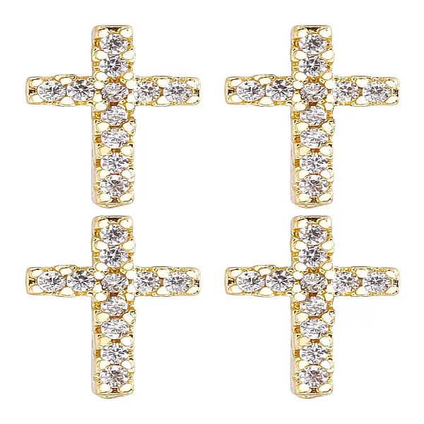 2 Pairs Brass Micro Pave Clear Cubic Zirconia Stud Earrings for Women