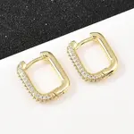 Rectangle Brass Clear Cubic Zirconia Stud Earrings
