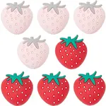 12Pcs 2 Colors Strawberry Food Grade Eco-Friendly Silicone Focal Beads