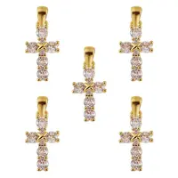 5Pcs Brass Micro Pave Clear Cubic Zirconia Pendant
