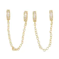 Brass Micro Pave Clear Cubic Zirconia Safety Chains