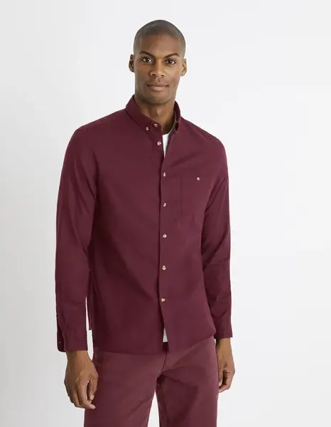 Celio Košile twill regular Carobone - Pánské