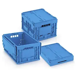 2 x Bac plastique pliant gerbable norme EU avec couvercle xx mm