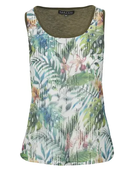 KOROSHI Top  modrá / zelená / biela