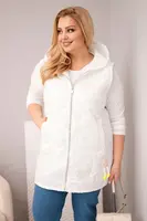 Kesi Plus Size dámska vesta s kapucňou biela