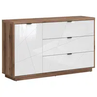 XXXL ŠIROKÁ KOMODA, barvy dubu, vysoce lesklá bílá, 156/93/42,5 cm