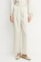 Kalhoty Bruuns Bazaar dámské, béžová barva, široké, high waist, BBW4271