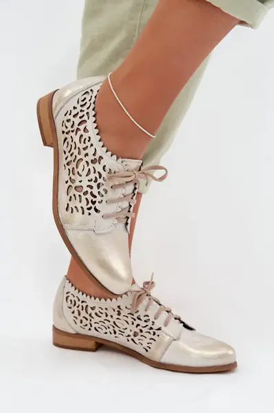 Kožené otevřené mokasíny Zazoo 3195 zlaté