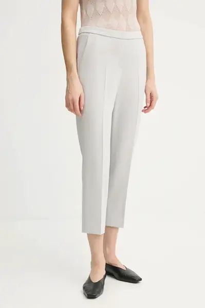 Kalhoty Theory dámské, béžová barva, přiléhavé, high waist