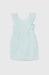 Dětské lněné šaty United Colors of Benetton tyrkysová barva, mini