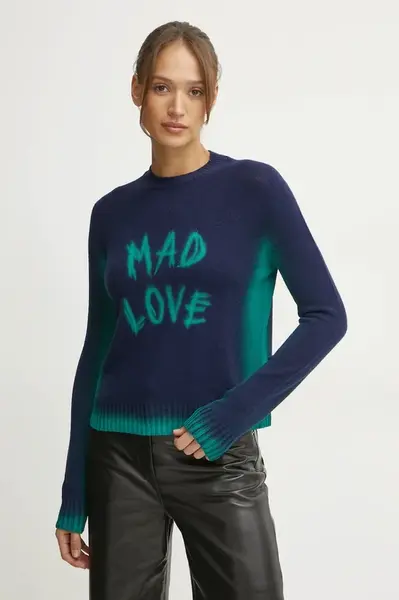 Svetr z vlněné směsi MAX&Co. dámský, tmavomodrá barva, lehký, 2518361021200