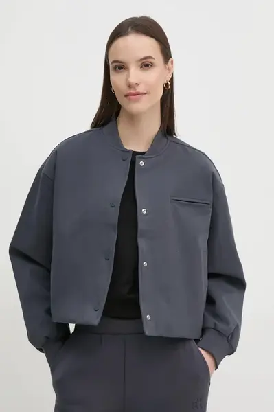 Bunda Calvin Klein Jeans dámská, šedá barva, přechodná, oversize, J20J224970
