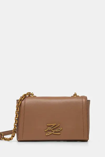 Kožená kabelka Karl Lagerfeld K/AUTOGRAPH hnědá barva, A1W30174