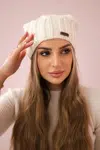 marka niezdefiniowana Čapica s fleece Milano K203 tmavo béžová melanž + ecru
