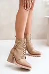 Insulated ankle boots with heels with gold details beige Ivarisse