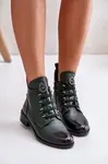 Low insulated ankle boots with zipper with green decoration Nevalia