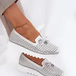 S. BARSKI Dámske Kožené Polobotky S Ažúrovým Dizajnom Z Prírodnej Kože D&A