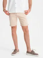 Ombre Men's denim classic shorts with rolled up leg - cream