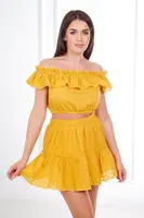 Embroidered mustard set without shoulders